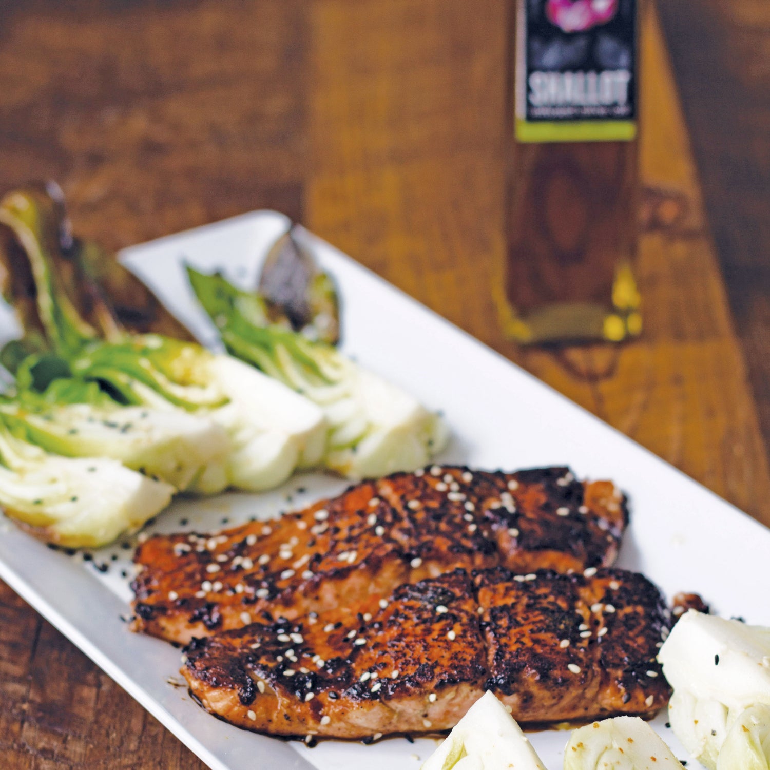 Blackened Asian Salmon with Pan Roasted Bok Choy