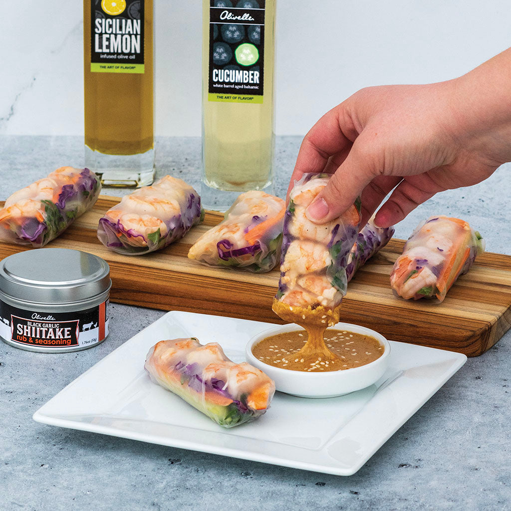 Shrimp Spring Rolls with Thai Peanut Dipping Sauce