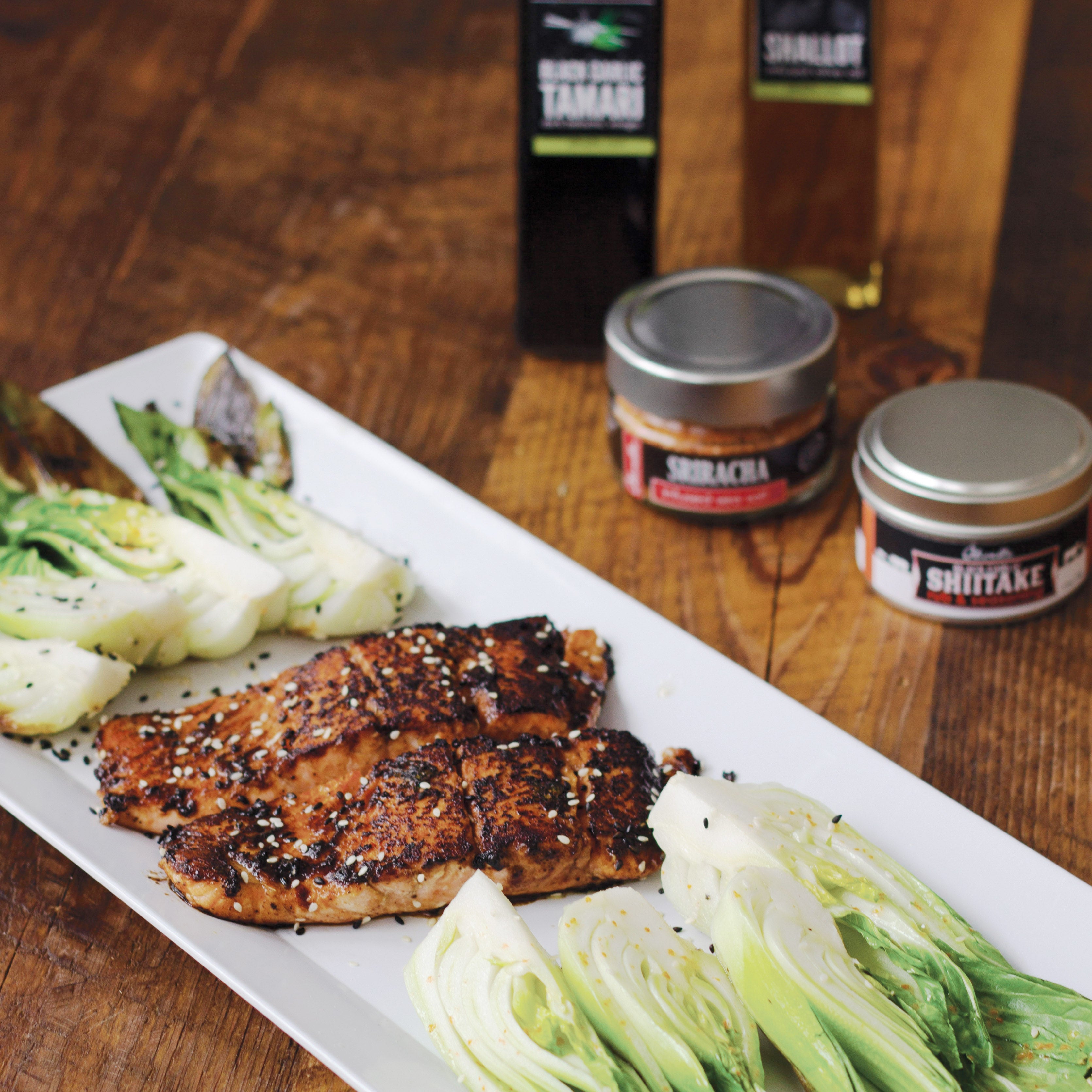 Blackened Asian Salmon with Pan Roasted Bok Choy