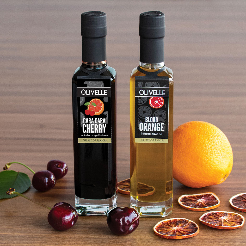 Blood Orange Infused Olive Oil & Cara Cara Cherry White Barrel Aged Balsamic