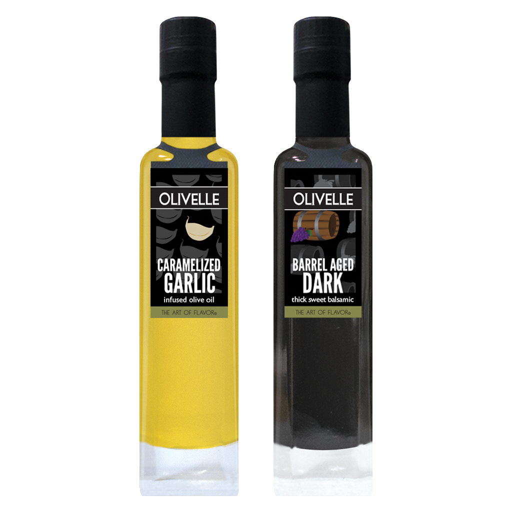 Caramelized Garlic Infused Olive Oil and Barrel Aged Dark Balsamic