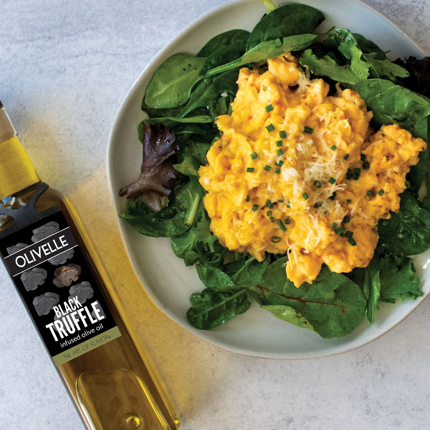 Creamy Parmesan Eggs with Truffled Greens