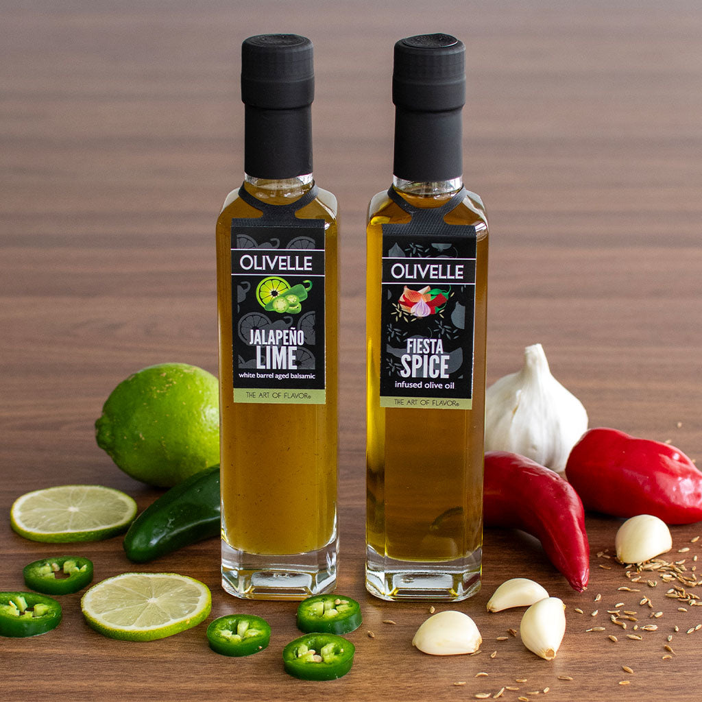 Perfect Pairing Gift - Fiesta Spice Infused Olive Oil & Jalapeño Lime White Barrel Aged Balsamic