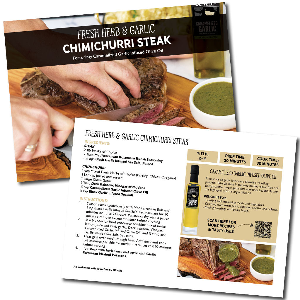 Fresh Herb & Garlic Chimichurri Steak Recipe Card