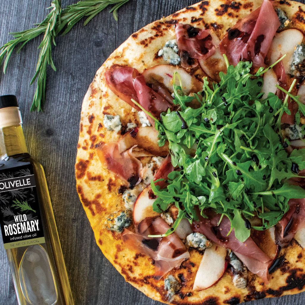 Gorgonzola, Pear & Rosemary Grilled Pizza