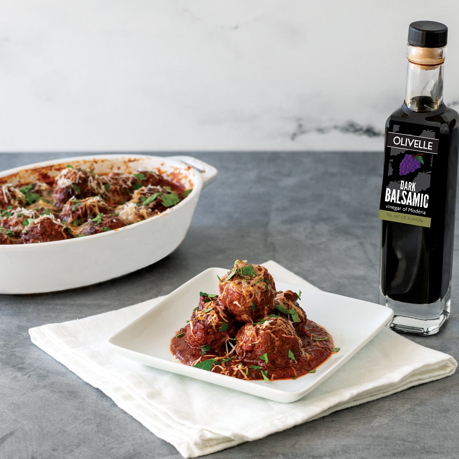 Italian Meatballs with Dark Balsamic Red Sauce