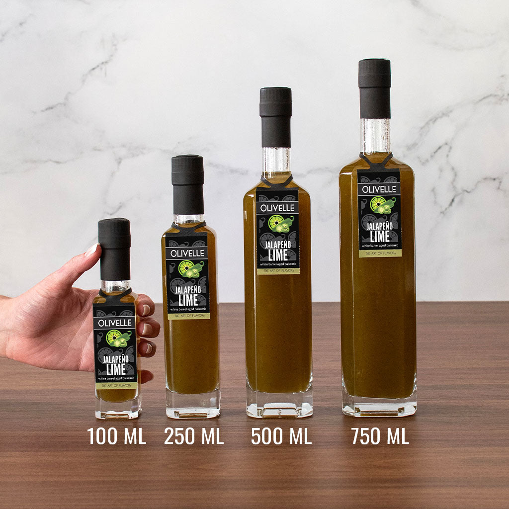 Jalapeño Lime White Barrel Aged Balsamic Bottle Size