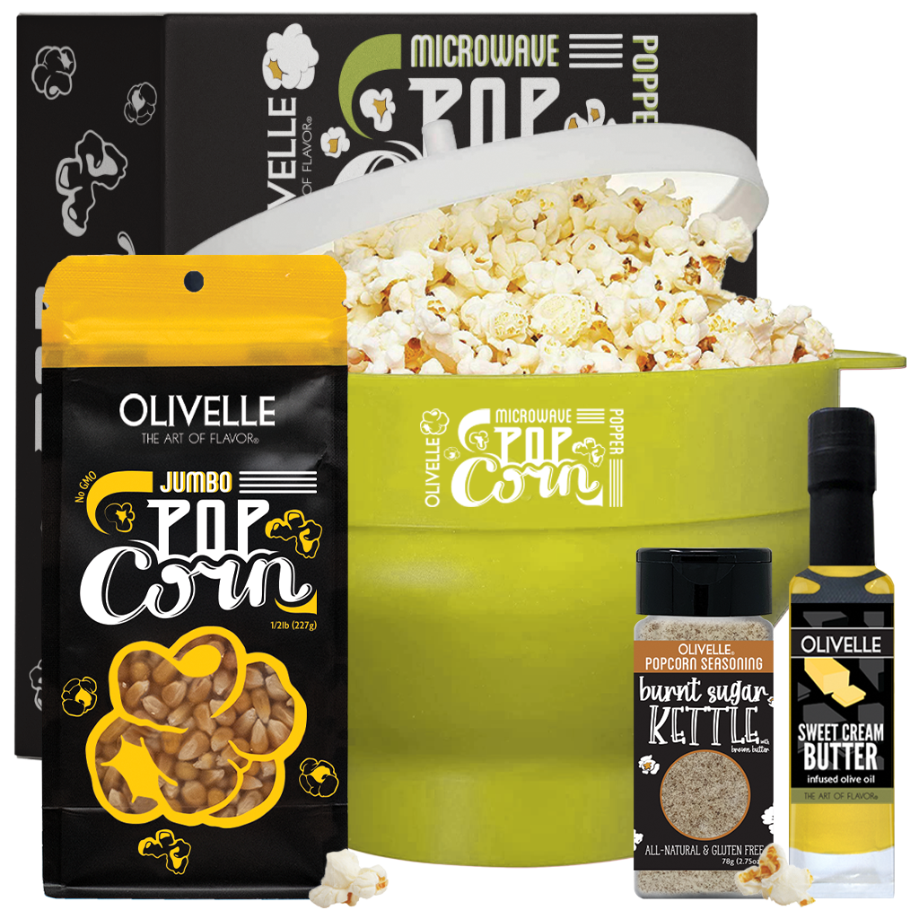 Microwave Popcorn Gift Kit Olive Jumbo Burnt Sugar Kettle