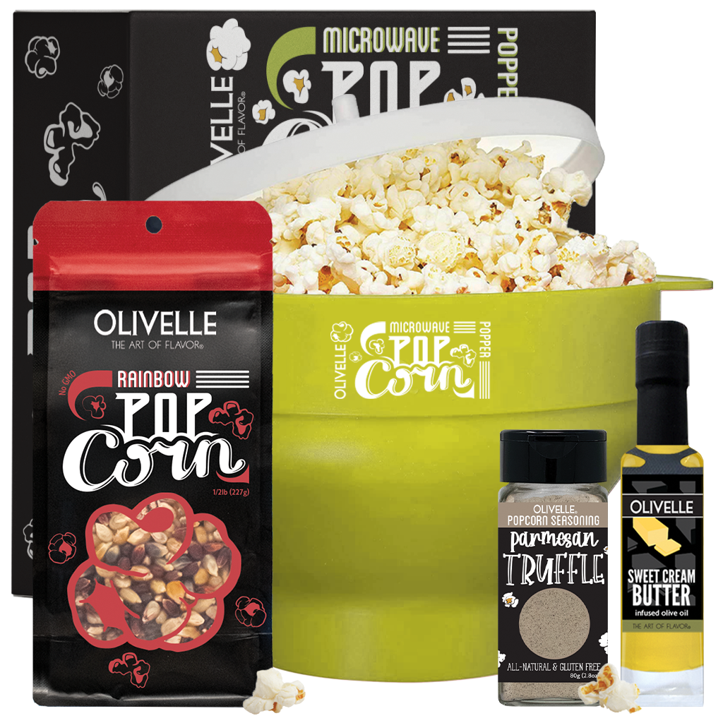 Microwave Popcorn Gift Kit Olive Rainbow Parmesan Truffle
