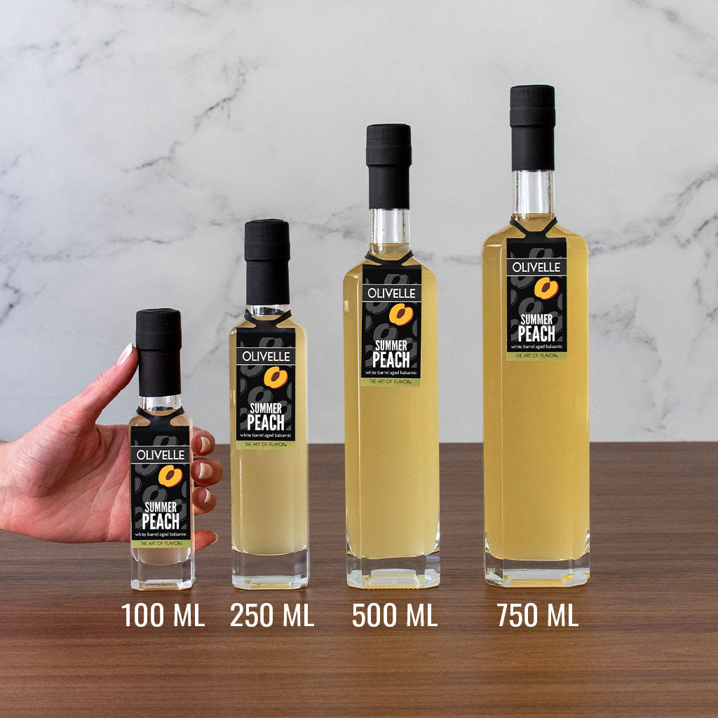 Summer Peach White Barrel Aged Balsamic Bottle Size