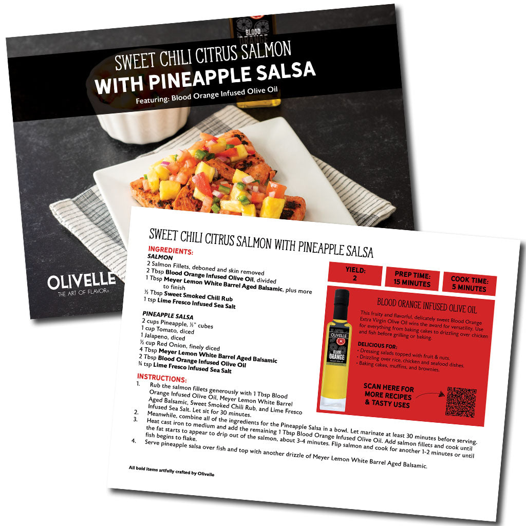 Sweet Chili Citrus Salmon and Pineapple Salsa Recipe Card