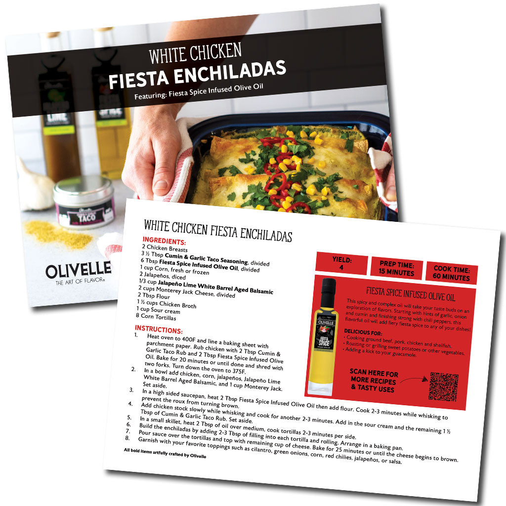 White Chicken Fiesta Enchiladas Recipe Card