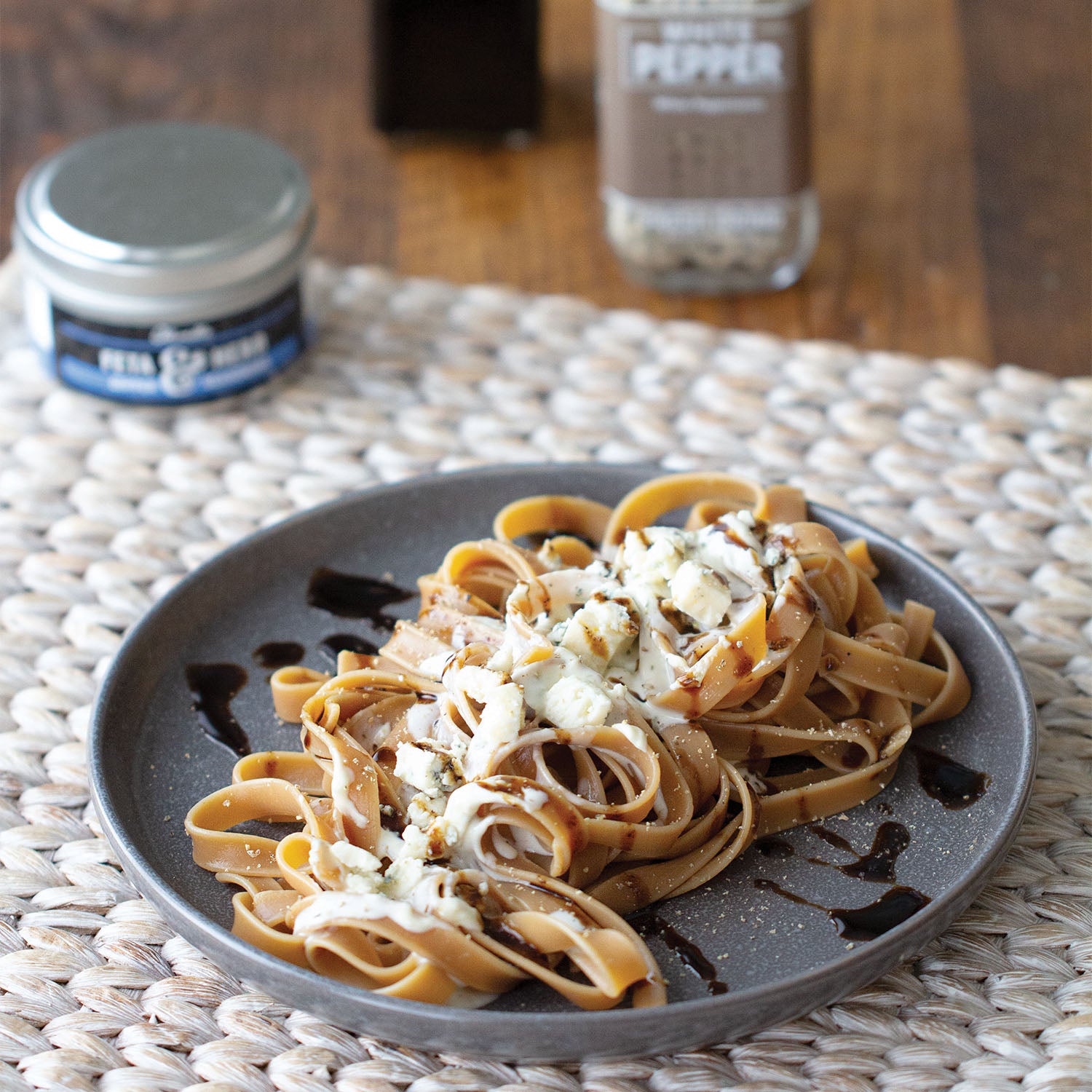 Porcini Pasta with Creamy Gorgonzola Sauce