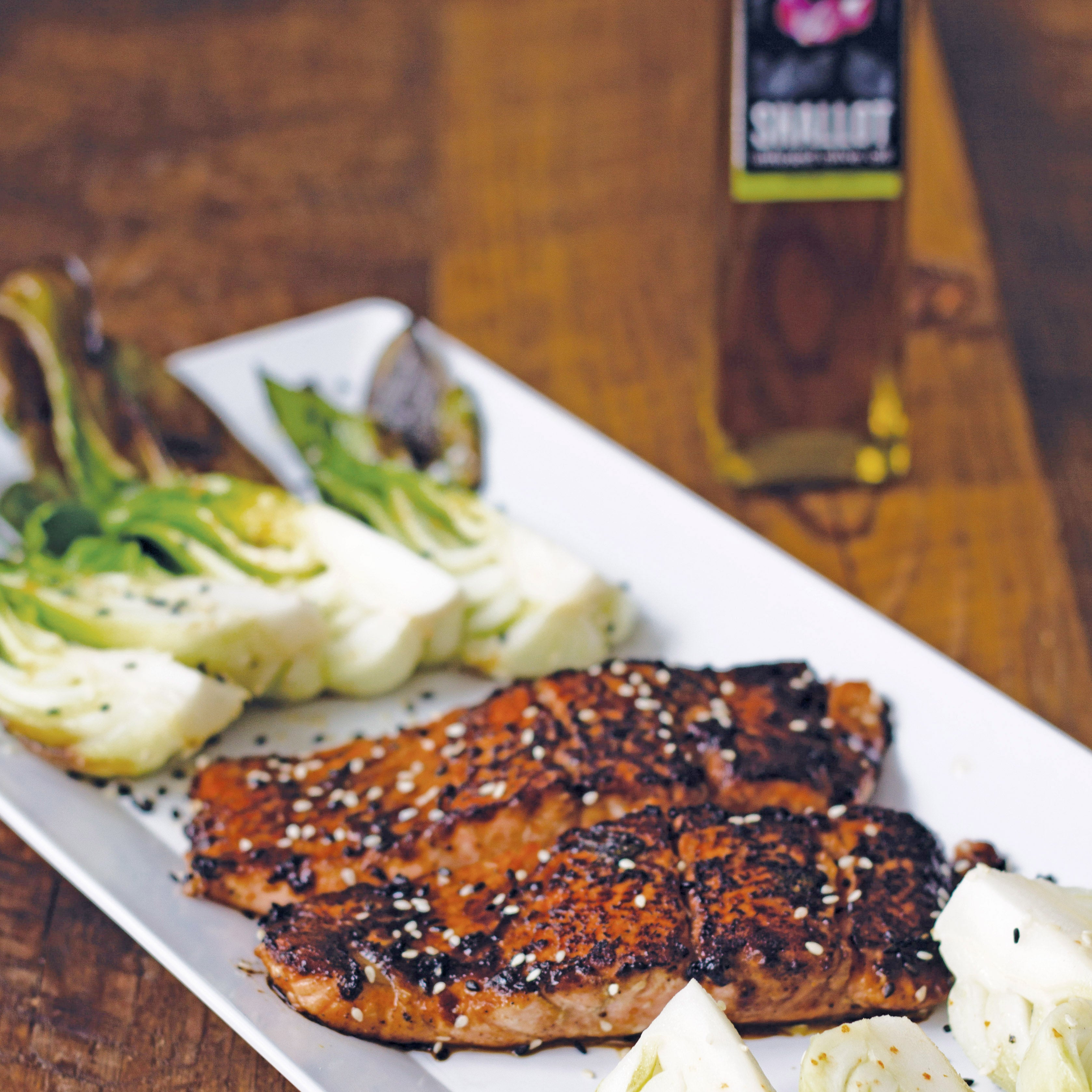 Blackened Asian Salmon with Pan Roasted Bok Choy