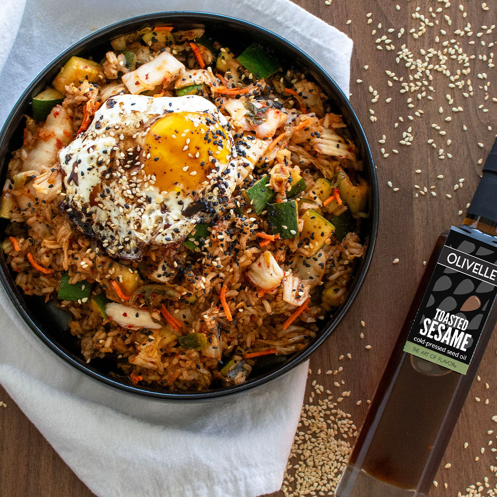 Kimchi Fried Rice with Sesame Eggs