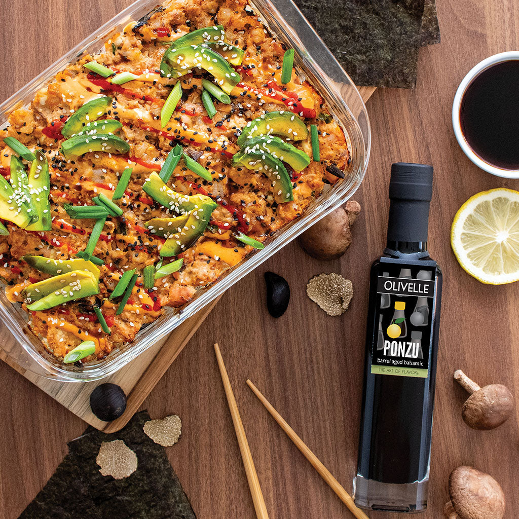 Salmon & Shrimp Sushi Bake