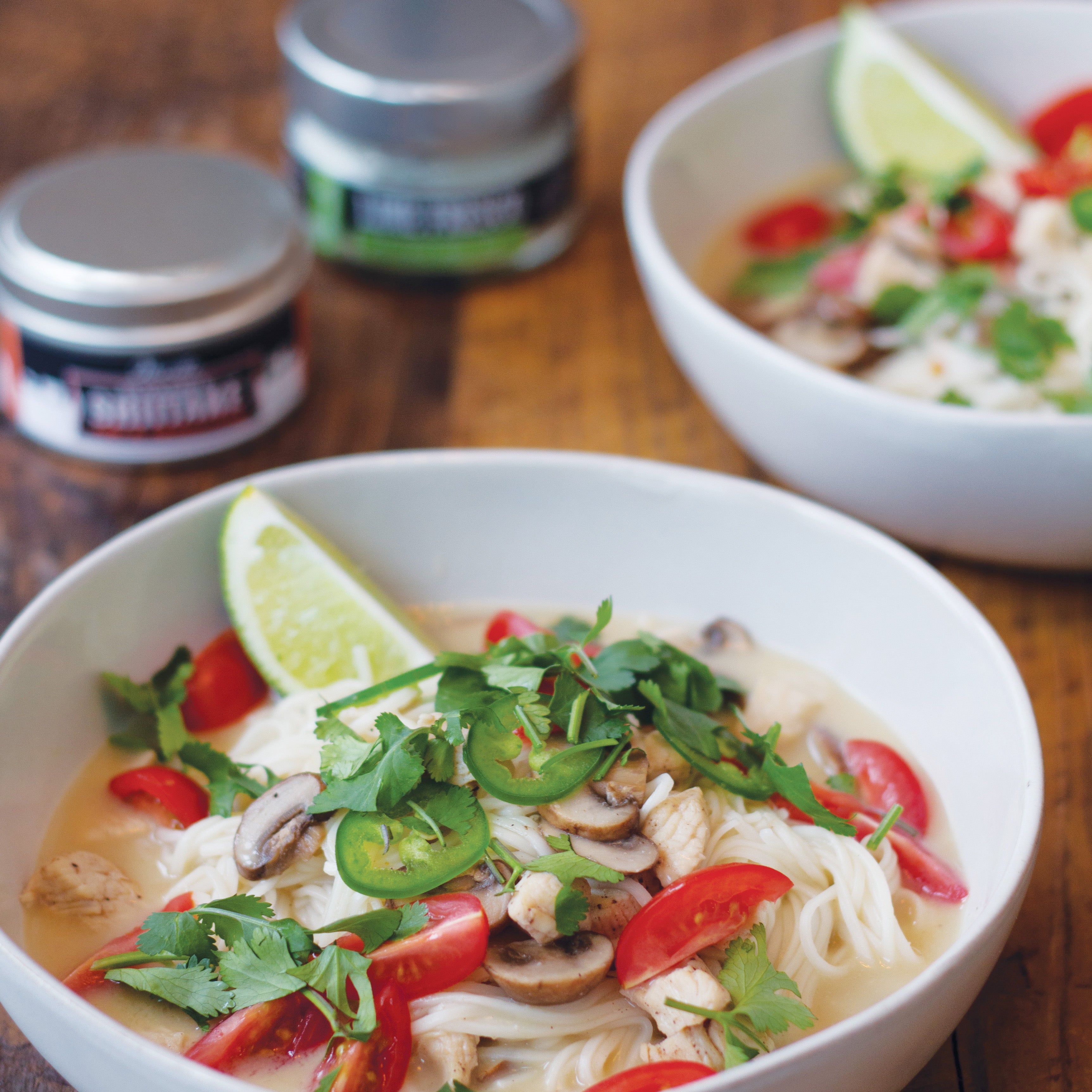 Thai Style Chicken & Mushroom Noodle Soup