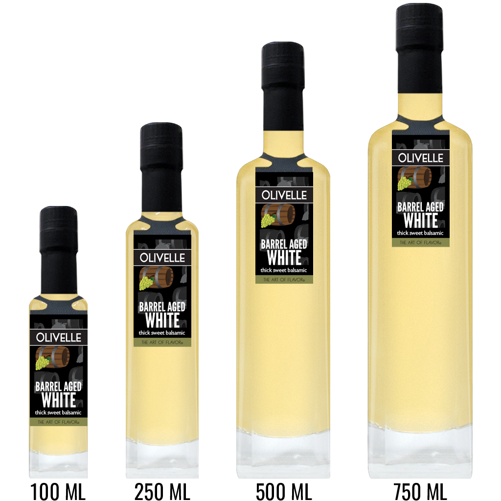 Barrel Aged White Thick Sweet Balsamic Bottle Size