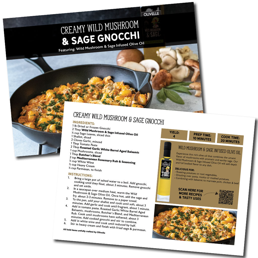 Creamy Wild Mushroom & Sage Gnocchi Recipe Card