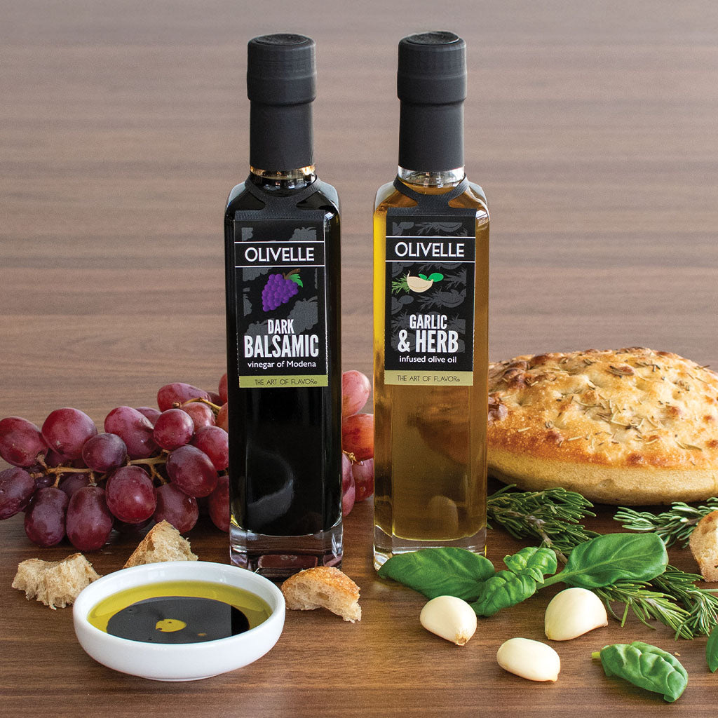 Garlic & Herb Infused Olive Oil & Dark Balsamic of Modena | Olivelle