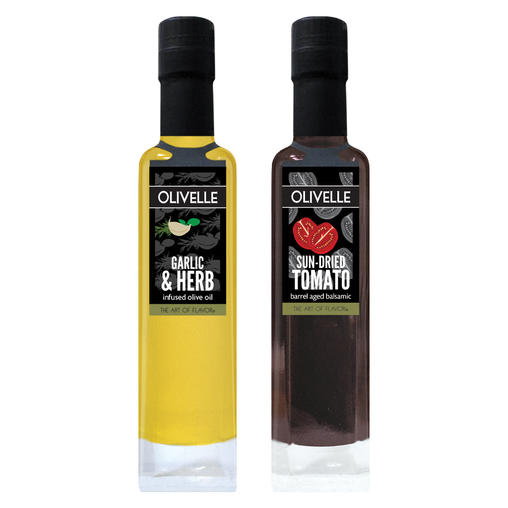 Garlic & Herb Infused Olive Oil & Sun-Dried Tomato Barrel Aged Balsamic