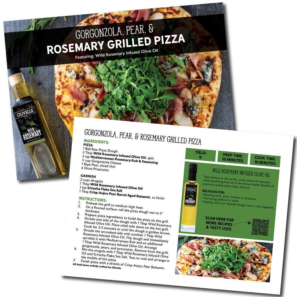 Gorgonzola, Pear, & Rosemary Grilled Pizza Recipe Card