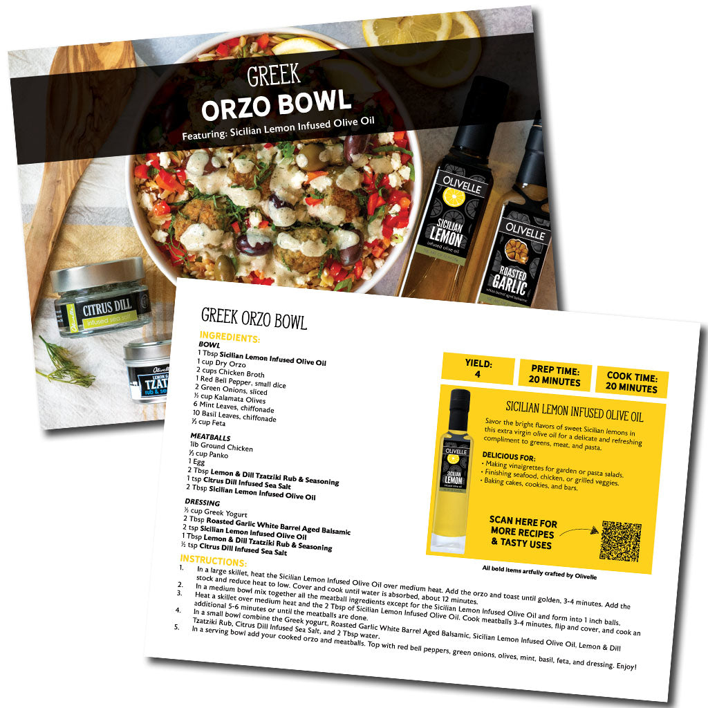 Greek Orzo Bowl Recipe Card