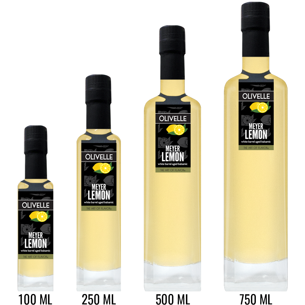 Meyer Lemon White Barrel Aged Balsamic Bottle Size