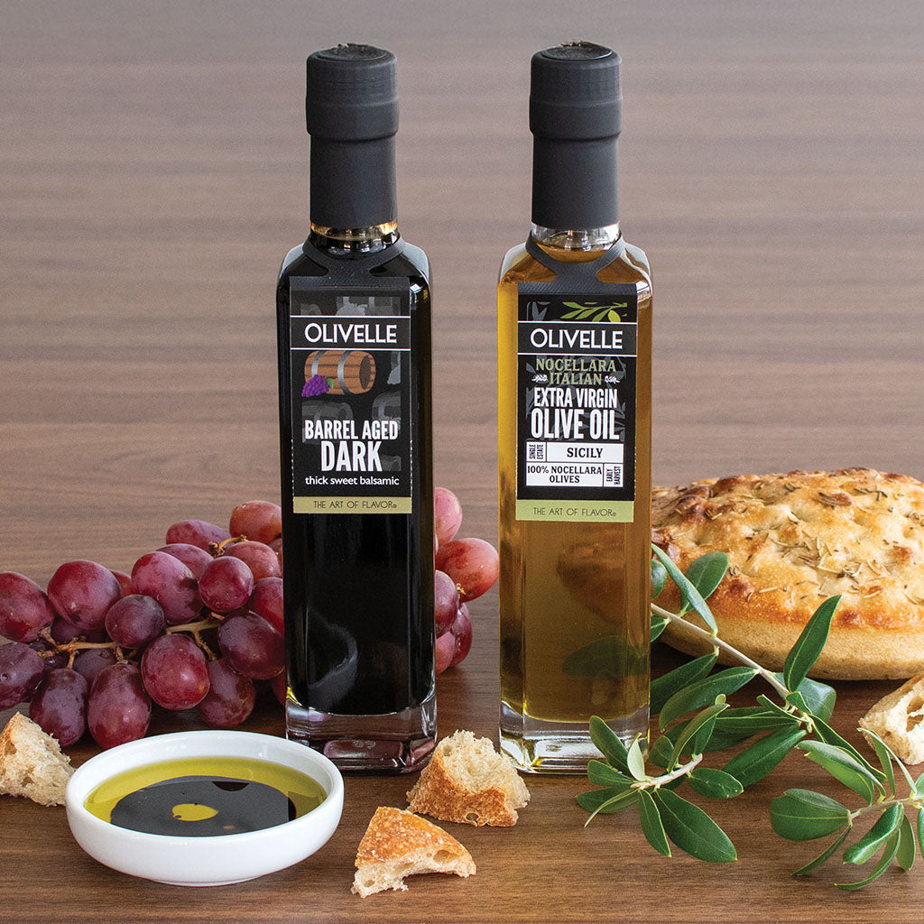 Nocellara Extra Virgin Olive Oil & Barrel Aged Dark Balsamic Pairing