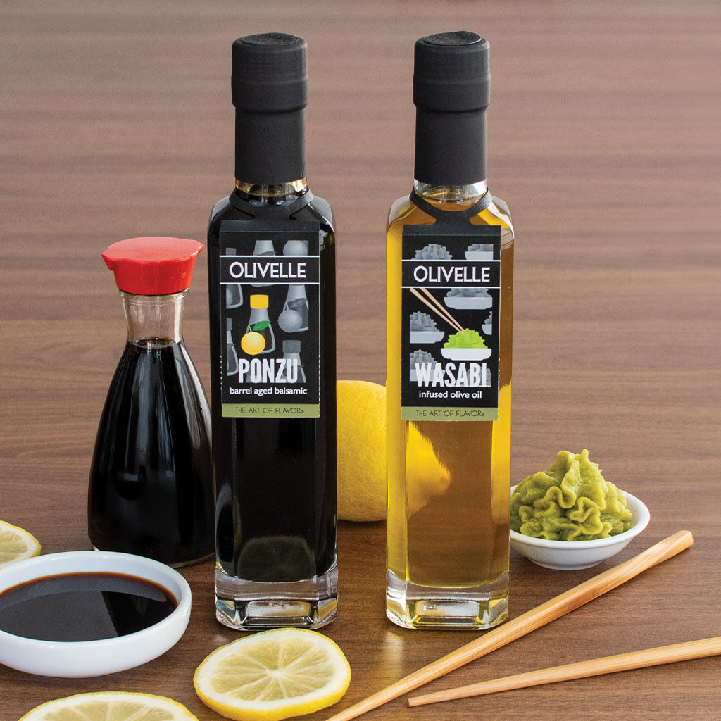 Wasabi Infused Olive Oil and Ponzu Barrel Aged Balsamic