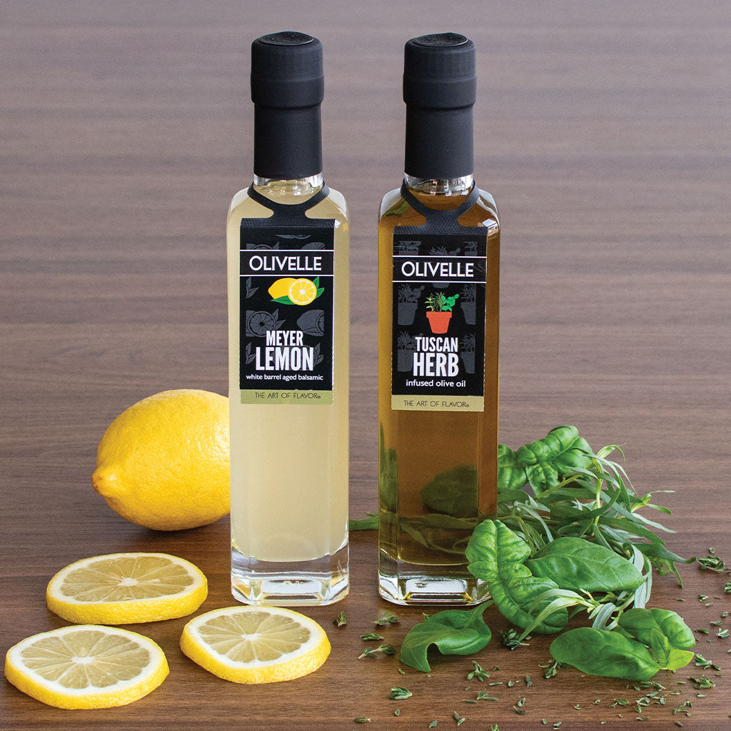 Tuscan Herb Infused Olive Oil & Meyer Lemon White Barrel Aged Balsamic