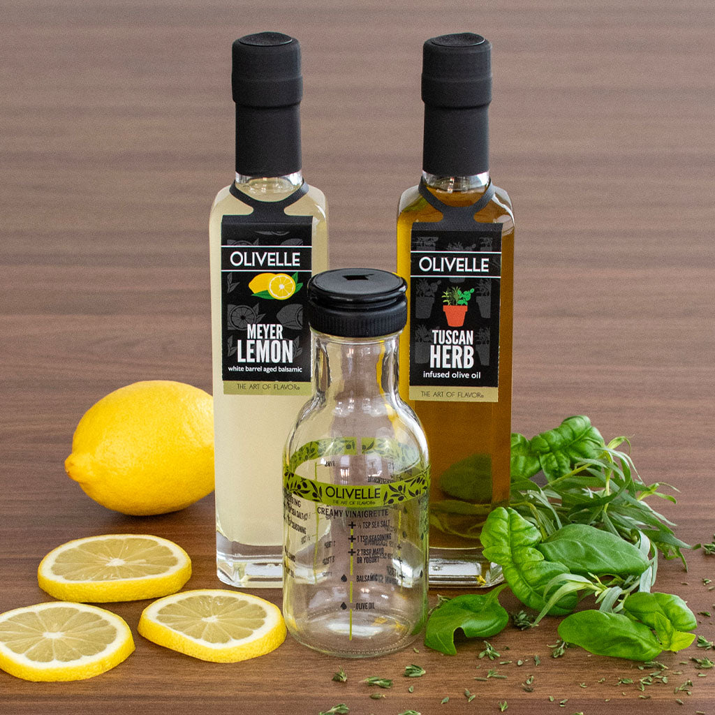 Tuscan Herb Infused Olive Oil & Meyer Lemon White Barrel Aged Balsamic