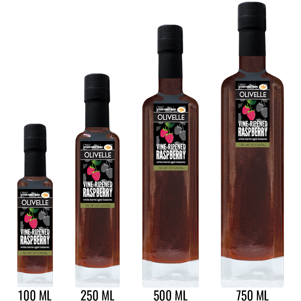 Vine-Ripened Raspberry White Barrel Aged Balsamic Bottle Size